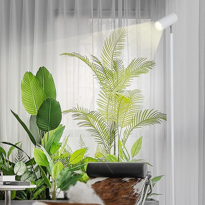 HMVPL White Grow Lights for Indoor Plants Full Spectrum,Tall Plant Light for Indoor Growing with 20W COB Plant Light Bulb,4/8/12H Timer,Led Growth Floor Lamp for Large Plant Seedling(6 Level Height)