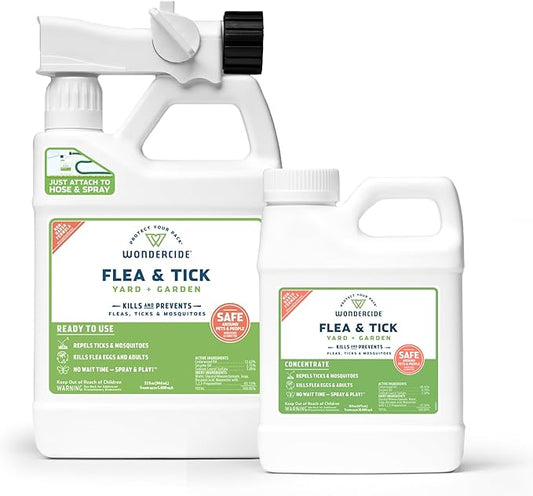 Wondercide - Flea, Tick, and Mosquito Yard Spray Refill Starter Kit - Powered by Natural Essential Oils – Insect Killer and Repellent - Lawn Treatment - 32 oz Ready to Use and 16 oz Concentrate