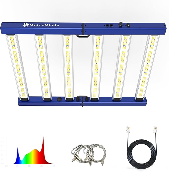 320W Led Grow Lights for Indoor Plants Full Spectrum Foldable and dimmable LED Grow Lights Daisy Chain 3x3/4x4ft Coverage Bar Style Growing Lamp for Indoor Plants