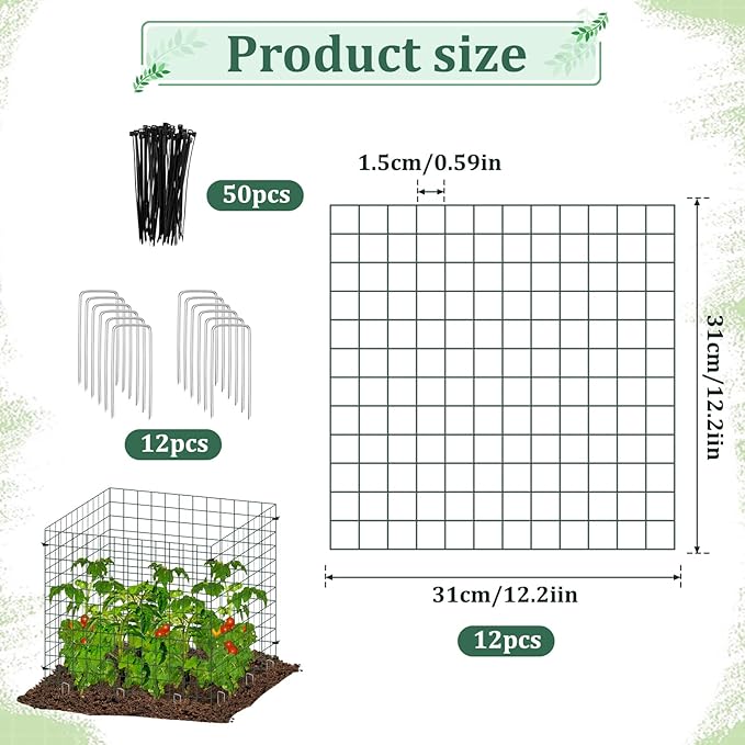 12 PCS Plant Protectors Covers from Animals, Metal Mesh Wire Plant Fence Protector Cage Garden Fence Animal Barrier Small Garden Fences Protection Chicken Wire Cloches from Animals for Outdoor Plants