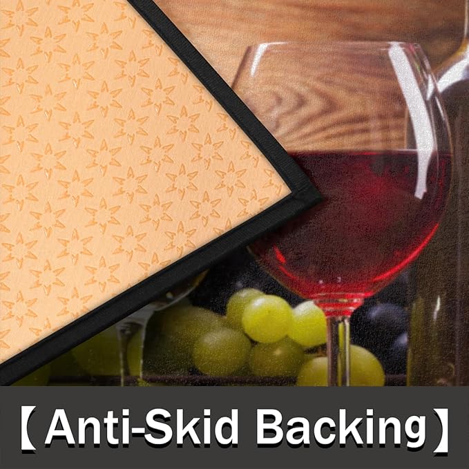 cfpolar Wine Half Round Door Mat, Farmhouse Red Wine Goblet Semicircle Doormat, Non Slip Soft Area Rug, 24 x 36 in