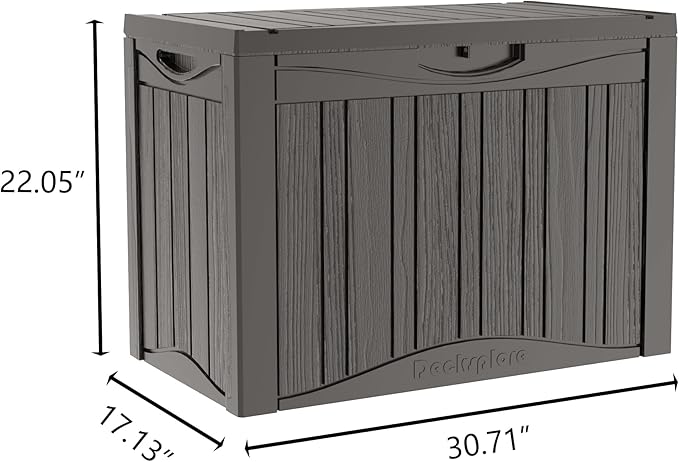 50 Gallon Waterproof Large Resin Deck Box Indoor/Outdoor Lockable Storage Container and Seating for Garden, Pool, and Patio (50 Gallon, Grey)
