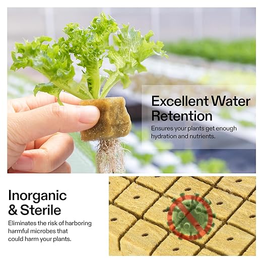 VIVOSUN 1.6 Inch Rockwool Cubes, Grow Cubes for Hydroponics, Cuttings, Cloning, Plant Propagation, Seed Startling, 8 Sheets 224 Plugs