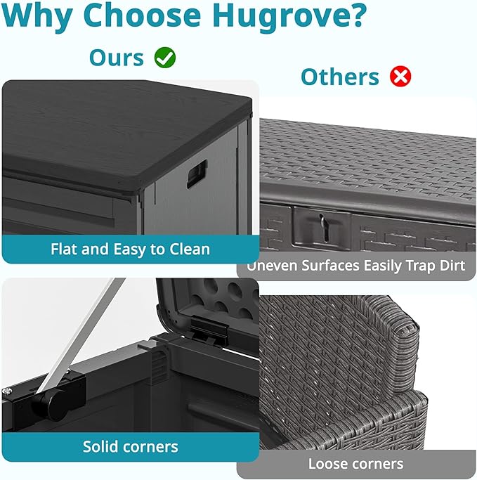 Resin Deck Box, 130 Gallon Outdoor Storage Box with Lockable Lid, Waterproof Patio Storage for Garden Tools & Outdoor Accessories (Dark Black)