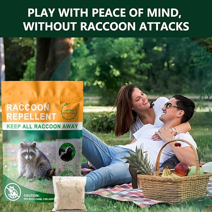 Natural Raccoon Repellent Granules – 8-Pack (25g per Bag) | Eco-Friendly, Non-Toxic & Long-Lasting Protection with Garlic, Peppermint & Wintergreen Oils | Safe for Pets and Children