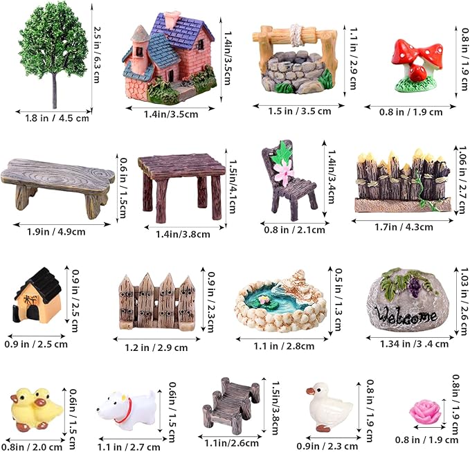 Fairy Garden Accessories, Fairies Welcome Garden Kit, 48pcs Miniature Fairy Garden Ornament for Christmas Decoration Fairy Garden Potted Plant Desk Decor