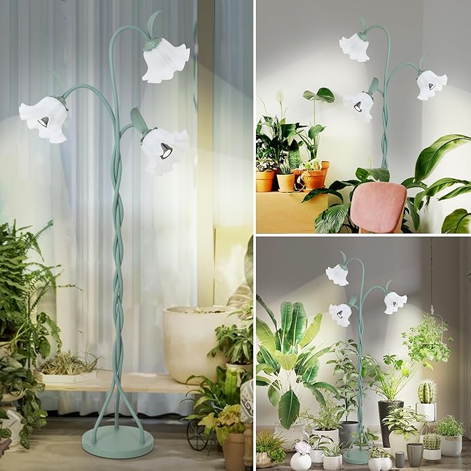 HMVPL Grow Lights for Indoor Plants, Full Spectrum Plant Lights for Indoor Growing with 3 7W Grow Light Bulbs, Foot Switch, Standing Tall Growth Lamp with Flexible Gooseneck for Middle Small Plants