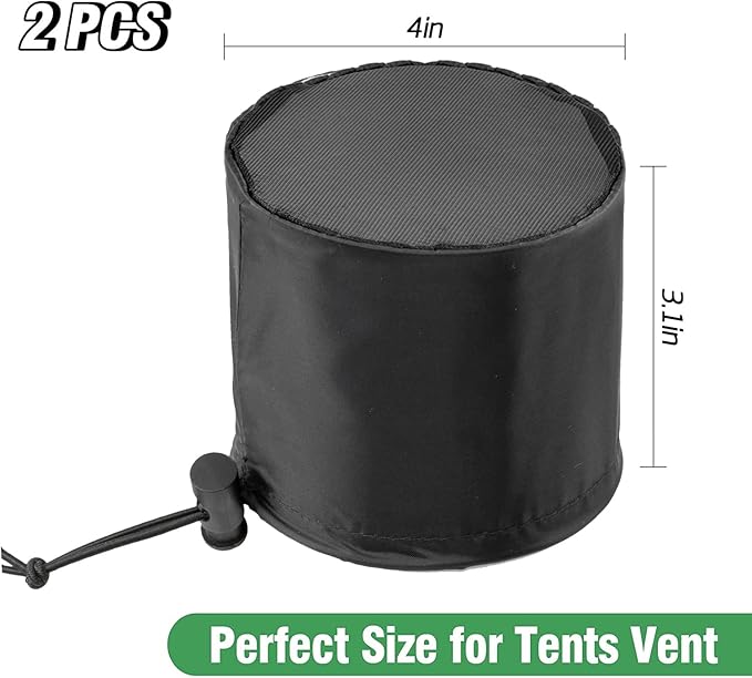 2 Pcs Grow Tents Vent Cover - 4" Dustproof Duct Filter Vent Covers with Elastic Band and Fixed Buckle for Plant Grow Tent Accessories