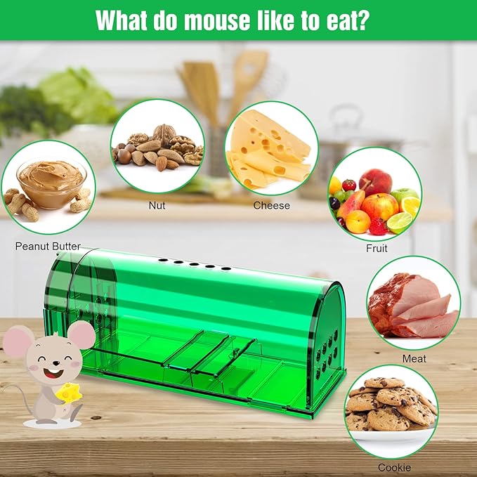6 Pcs Humane Mouse Traps Indoor for Home, Live Mouse Trap, Reusable Mice Trap Catcher for House & Outdoors