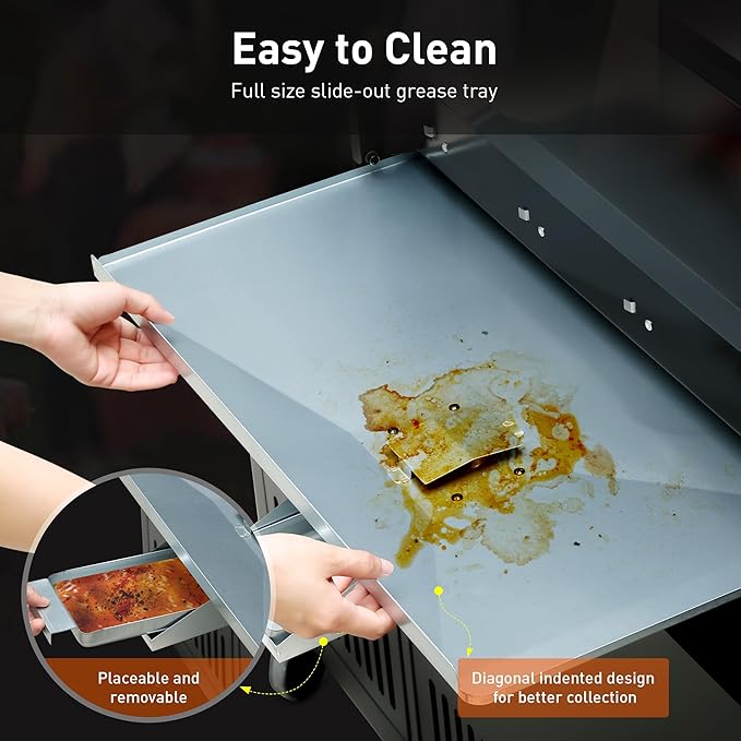 Brand-Man 4-Burner Gas Outdoor Kitchen Grill Island with Side Burner - 44,000 BTU Stainless Steel BBQ Grill Station with Storage Cabinets, Fold-out Prep Table, LPG/NG Convertible, Black