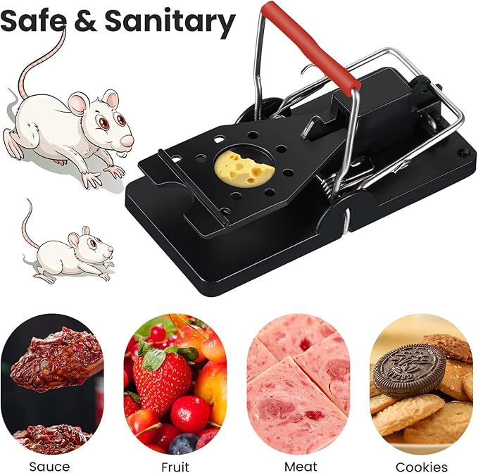 Qualirey 24 Pcs Plastic Mouse Rat Traps House Indoor Quick Effective Safe for Warehouse Garden Kitchen 3.86 x 1.81 x 2.17 Inch (Black,Red)