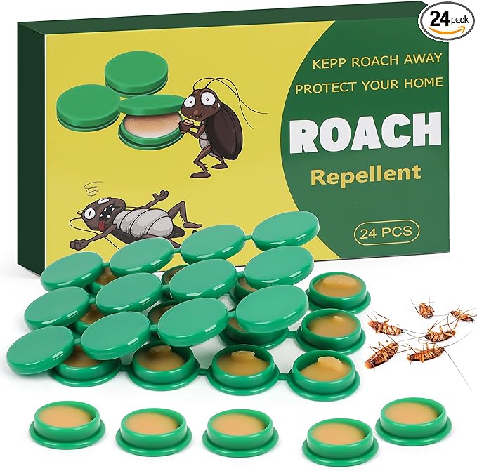 24 Pack Cockroach Gel Bait & Roach Killer Indoor for Home, Powerful Roach Repellent Bait Trap Infestation Solution, Easy to Use Cockroach Deterrent Indoor Outdoor for Kitchen Home RV Corner Pet Safe