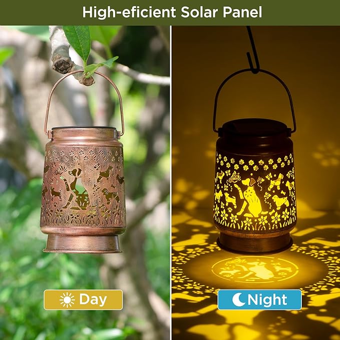 Dog Lovers Gift,Solar Lanterns Outdoor, Hanging Solar Lights Outdoor Waterproof with Stake, Dog Gifts for Women/Mom/Grandma/Father, Garden Deco,Christmas, Thanksgiving, Mother's Day,Holiday Gifts