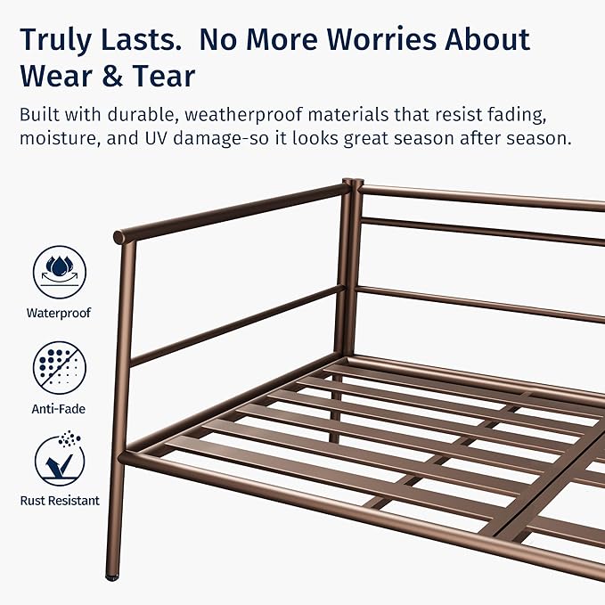 EAST OAK 5-Piece Patio Furniture Set | Life Chatter 5-Seat Outdoor Furniture | Deep Seating & Two Coffee Tables | Waterproof Extra-Thick Cushions | Porch, Balcony & Backyard | Chestnut & Apricot