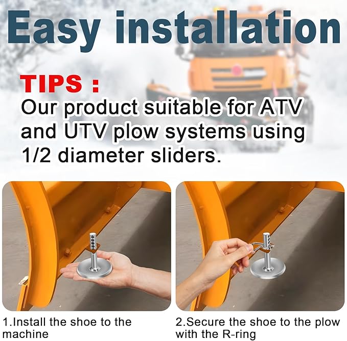 2-Pack Replacement Snow Plow Skid Shoes,Quick Release Adjustable Pin Lock Plow Skid Feet Replacement Compatible with 2014-2020 Polaris RZR 2205071 2208864