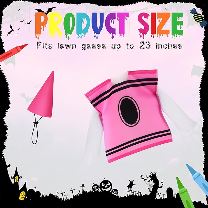 Geyoga Halloween Goose Crayon Costume Porch Goose Outfits 23" Fall Geese Clothes Classroom Lawn School Garden Patio Yard Outdoor Decorations(Pink,Crayon)