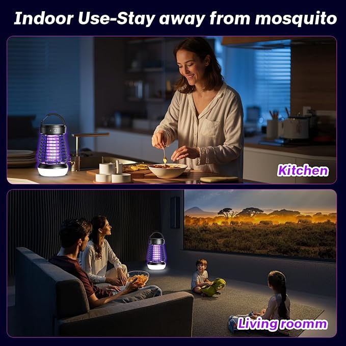 Upgraded Electric Fly Zapper,3 in 1 Bug Zapper Outdoor & Indoor, Electric Mosquito Killer Lamp with 2000V Grid & On/Off Switch, Mosquito Traps for Kitchen, Patio, Backyard, and More (Black)