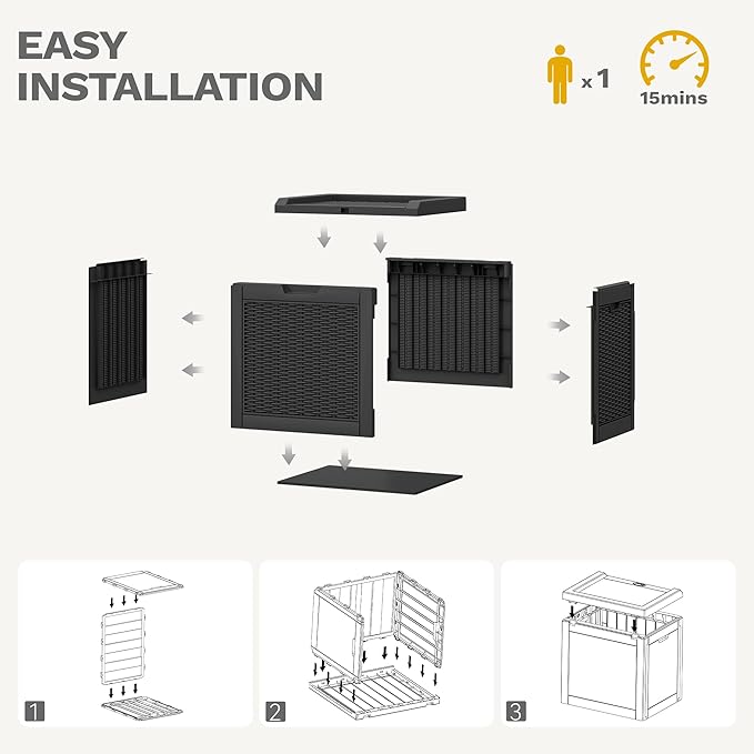 32 Gallon Resin Storage Box, Indoor Outdoor Deck Box for Package Delivery, Patio Cushions, Gardening Tools, Lockable, Waterproof
