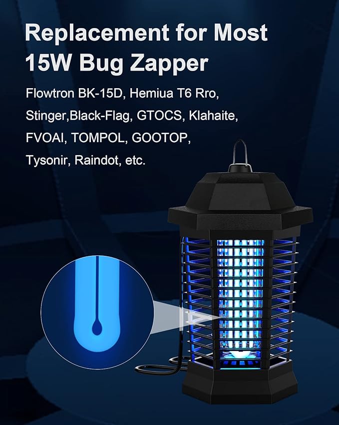 Shootingstar Bug Zapper Replacement Light Bulb for 15W Insect Attracting Lamp with 4-Pin Base, Ful 15W-BL U Shaped Twin Tube Bulb for Outdoor Mosquito Zapper, 4 Pack