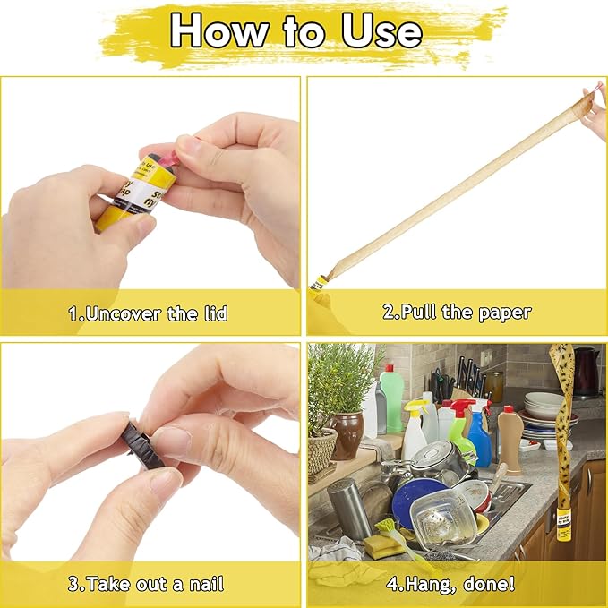 40 Rolls Fruit Fly Traps for Indoors, Fly Trap, Fly Trap Indoor for Home,Fly Traps Outdoor, Sticky Fly Strips, Fly Glue Paper Tape Catcher Ribbon for Gnat Fungus Fruit Flies