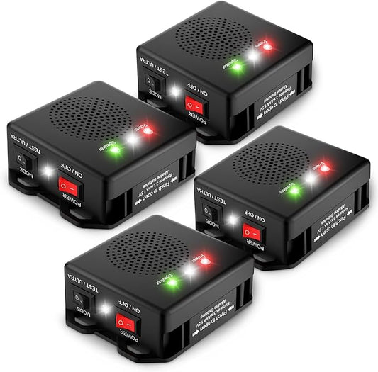 Rodent Repellent for Car, Battery Powered Under Hood Animal Repeller, Ultrasonic Rat and Mice Deterrent Device, Electronic Pest Control for RV, Truck, Garage, Vehicle Engine Protection, Pack of 4