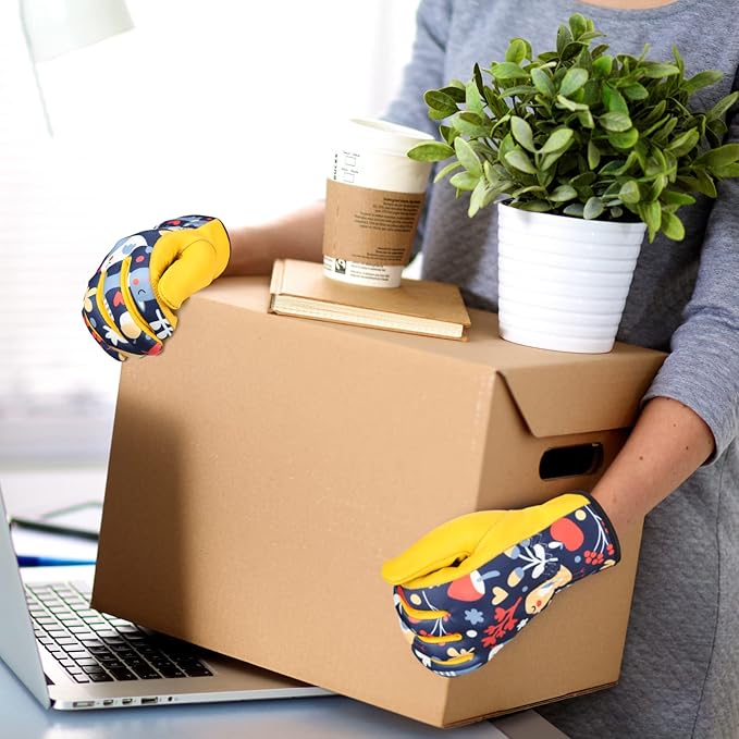 Bamllum Leather Gardening Gloves for Women - Working Gloves for Weeding, Digging, Planting, Raking and Pruning