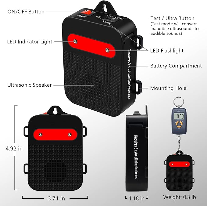 Under Hood Rodent Repeller Ultrasonic Mouse Repellent Battery Operated Pest Repeller Rat Mice Deterrent Rodent Repellent for Car Engine Garage RV Basement Attic 2 Pack Humane