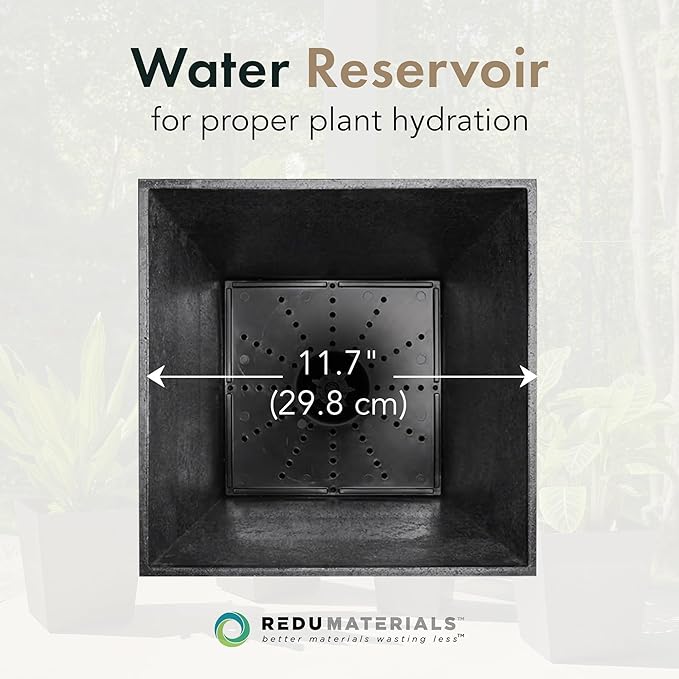 Tierra Verde 2-Pack Indoor & Outdoor Self-Watering Square Planters, Small, Sonata, Black - Planter Containers for Plants and Flowers - Gardening and Landscaping Accessories