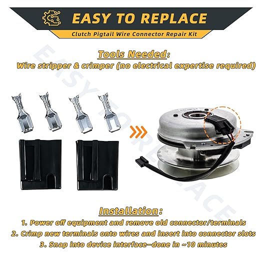 Clutch Pigtail Wire Connector Repair Kit for Bercomac Snowblower Power Take-Offs, Compatible with John Deere Mowers, Fits Models 57M11591, 57M9621, 57M8888, etc., Set of 2