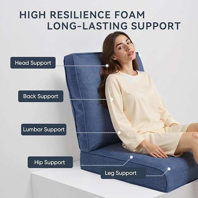 Outdoor Chair Cushions 3 Packs - Outside Durable Thick Replacement Back and Seat Cushion 22x24 with Zipper Cover for Patio Glider Rocking Chairs Loveseat Couch – Blue/Regular