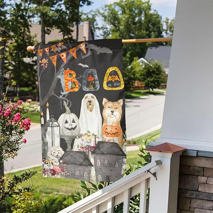 Halloween Pumpkin Cat Boo Garden Flag Welcome Party Outdoor Outside Decorations Picks Home House Garden Yard Decor 12x18 Inch