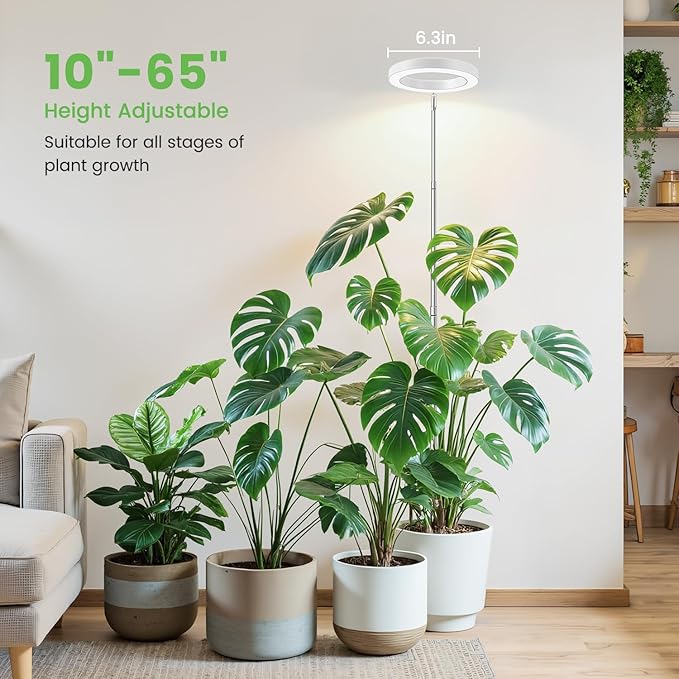 Grow Light, 80 LEDs Full Spectrum Plant Light for Indoor Plants, Height Adjustable 10"-65" Growing Lamp with Auto Timer for 6/12/16Hrs,3 Optional Spectrums,5 Brightness, 1 Pack
