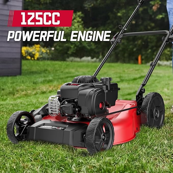PowerSmart 21" Push Lawn Mower with B&S 125cc Engine, 2-in-1 Mulching and Side Discharge, Easy Assembly & Lightweight, Cordless Push Lawn Mowers for Garden Yard