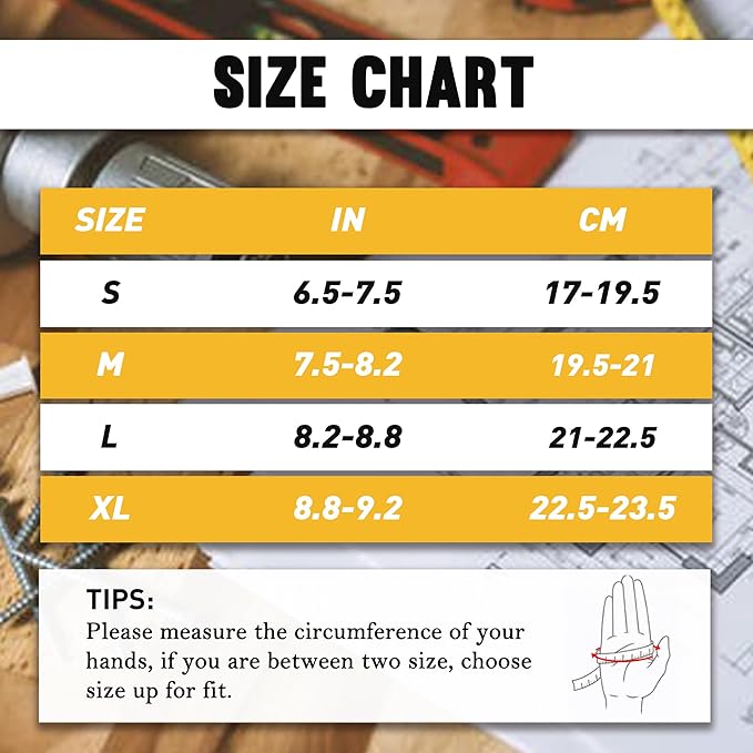 HANDLANDY Men Leather Gardening Gloves, Utility Work Gloves for Mechanics, Construction, Driver