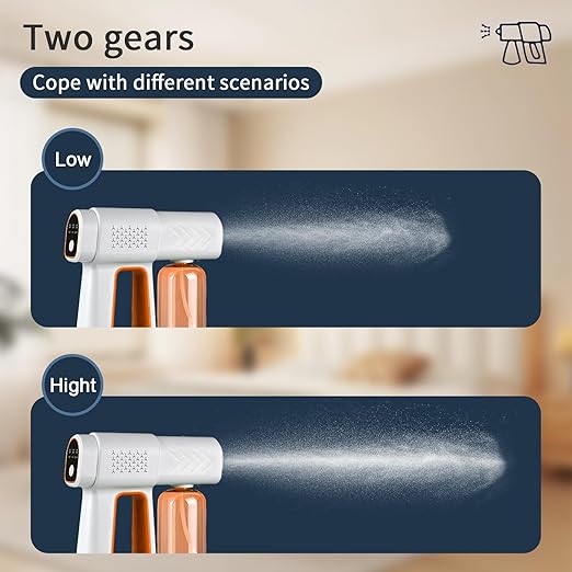 Disinfectant Sprayer Professional Disinfectant Fogger Machine, 380ml Wireless Nano Sprayer Gun Handheld Sanitizer Fogger, Blue Light Foggers for Touchless Sanitization (Orange)