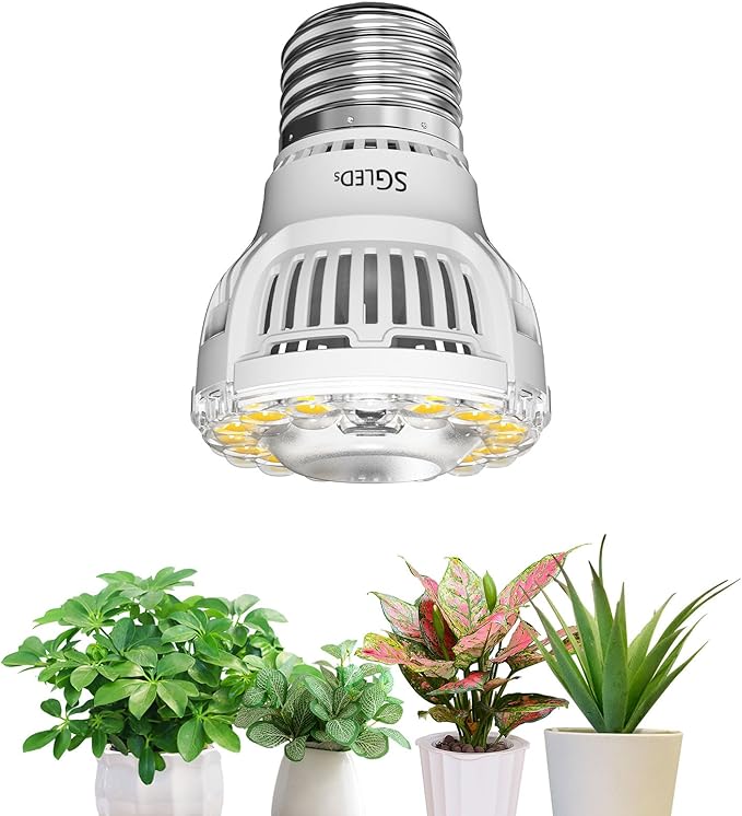 Grow Light Bulbs, A15 7W Plant Light Bulb for Indoor Growing, High PPFD, Full Spectrum, 60W Equivalent, E26 Base, LED Grow Lights for Indoor Plants, Seed Starting