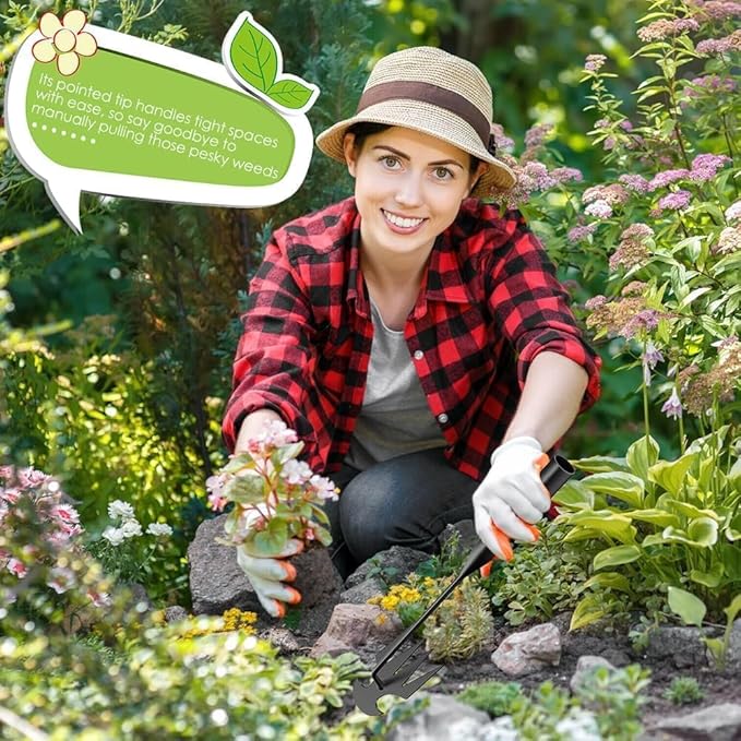 2Pcs Weed Puller Tool, Weeding Artifact Uprooting Steel Hand Weeder Tool for Garden Yard Farm - Durable Manganese, Manual Multifunctional Weeding Artifact Kit (Black)