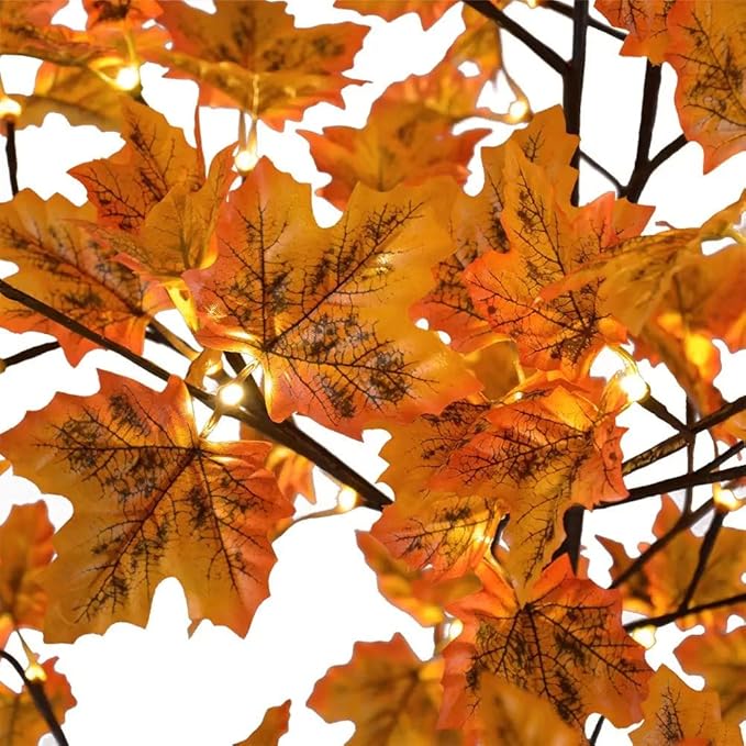 Lightshare Maple Tree 8 ft. - 264 LED Warm White Lights, Natural Looking Maple Leaves