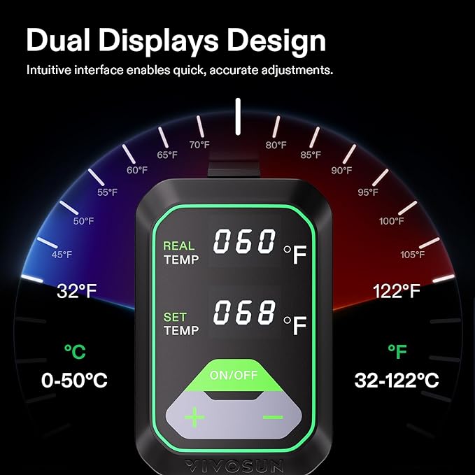 VIVOSUN 10"x20.75" Seedling Heat Mat with Built-in Temperature Controller, UL & MET-Certified Waterproof Plant Heating Pad for Germination, Hydroponics, Brewing, Breeding, and Greenhouses