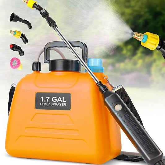 Electric Pump Sprayer - Backpack Garden Sprayer, 4 Mister Nozzles, Retractable Wand, Shoulder Strap - Weed Sprayer for Lawn, Yard Care & Spring Time Planting (Orange)