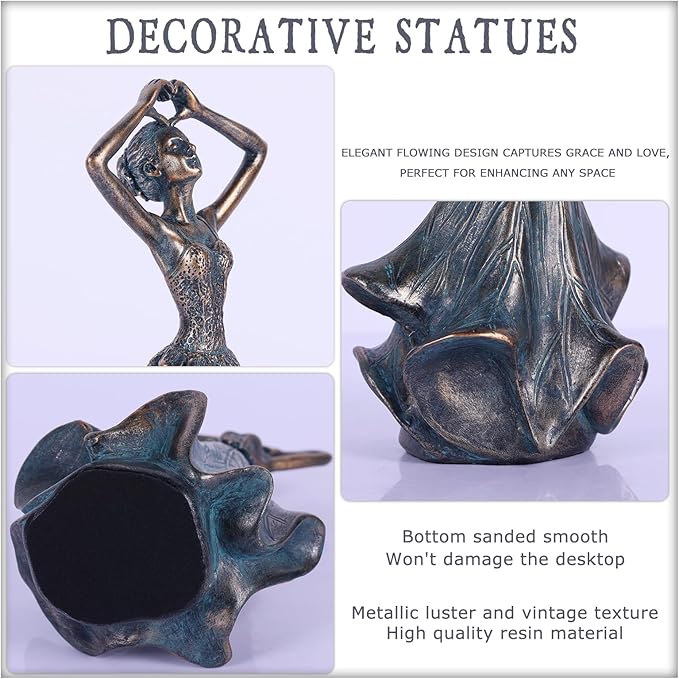 QIANLING 8'' Fairy Statue - Leaf Angel Girls Sculptures Resin Home Decor, Decorations Figurines Gift for Inside or Outside, Bedroom, Office Desktop, Cabinets, Book Shelf or Outdoor Garden Yard