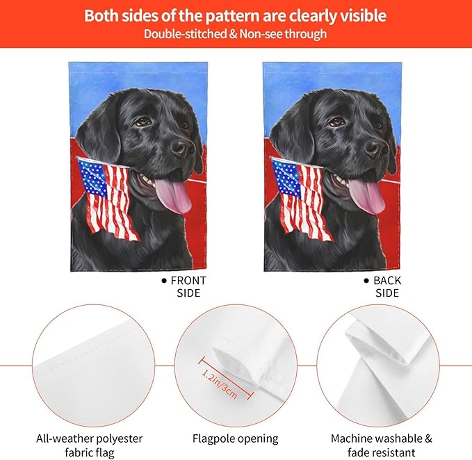 Labrador Lab Dog Black American Flag Garden Flag Welcome Party Outdoor Outside Decorations Picks Home House Garden Yard Decor 12x18 Inch