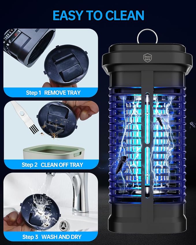 Bug Zapper Outdoor Indoor Waterproof, Buzzkick Electric Mosquito Zapper Effective 4200V Insect Fly Zapper Trap Killer for Outside Patio Porch Backyard Garden