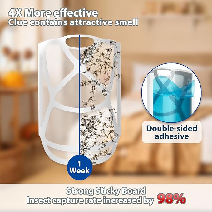 Flying Insect Trap for Indoors, 2pack Plug-in Fruit Fly Trap Catcher, Adjustable Lighting Bug Zapper for House Flies, Mosquitoes, Fruit Flies, Gnants, and Mosquitos, Office