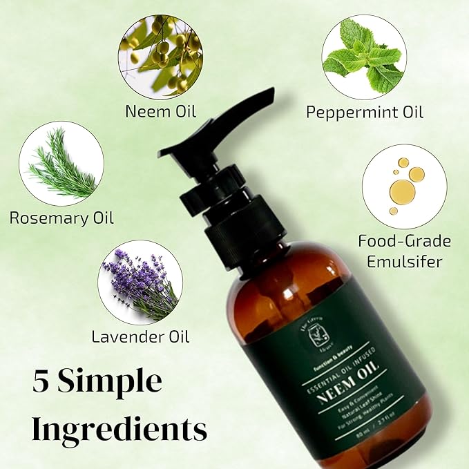 Neem Oil for Plants (Makes 480 fl oz) with Spray Bottle & Essential Oils | for Indoor Houseplants & Outdoor Gardens, Natural Leaf Shine