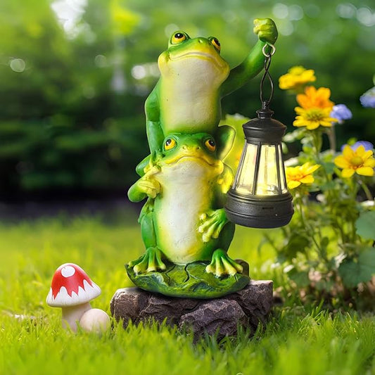 Solar Outdoor Statues Frog Garden Decor Figurine Lights for Outside, Yard Decorations Outdoor Patio Decor, Unique Housewarming Gardening Gifts for Women