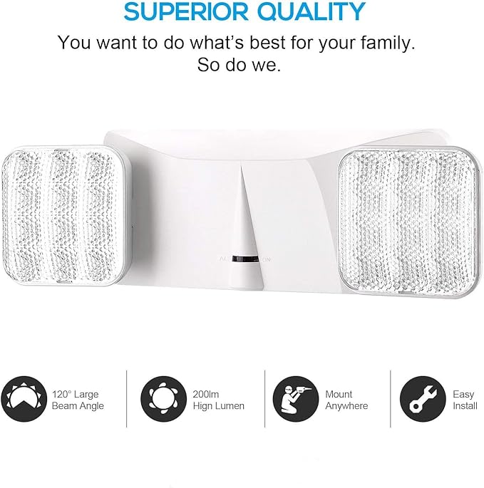 LED 4 Pack White Commercial Lighted Exit Signs-US Standard UL Listed-Exit Signs with Emergency Lights Sure Lites-Two Head Emergency Light-Lithonia Exit Lights-Emergency Flood Lights Indoor