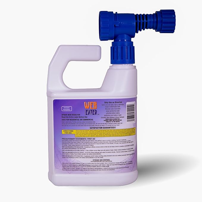 32 Oz Concentrated Spider Web Washaway Spray with Nozzle- Natural & Long Lasting up to 6 Months