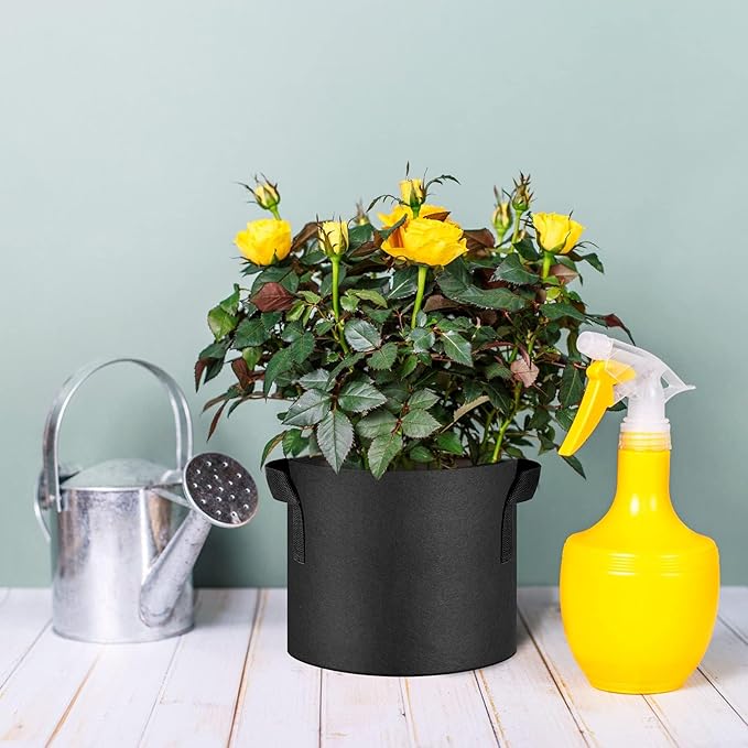 24-Pack 7 Gallon Thickened Non-Woven Grow Bags, Aeration Fabric Pots with Handles