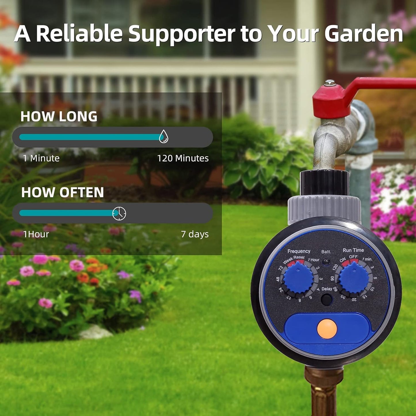 Sprinkler Water Timer Programmable Garden Zero Pressure Waterproof Irrigation Controller Hose Timer for Outdoor Lawns & Garden Blue